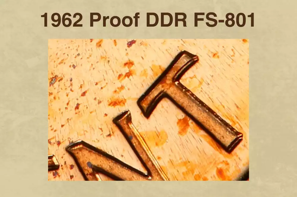 Close-up of 1962 proof penny reverse showing DDR FS-801 doubled die variety on ONE CENT inscription
